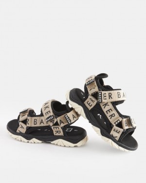 Kids' Ted Baker Asen Chunky Branded Strap Sandals Grey India | OAO-0089