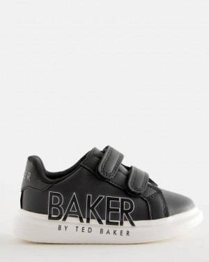 Kids' Ted Baker Petar Branded Print Chunky Strap Sneakers Black India | RIK-0105