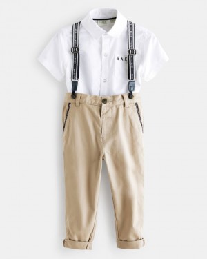 Kids' Ted Baker Skender Branded And Chinos Set With Braces Shirts Grey India | OLL-7664