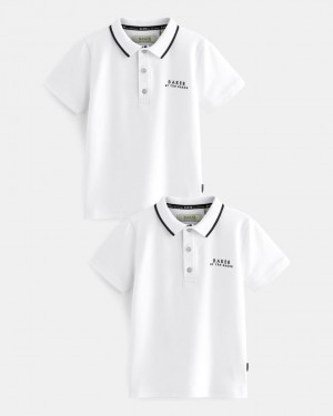 Kids' Ted Baker Vasil Two Pack Of Branded Polos Shirts White India | UZZ-0349