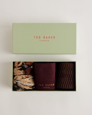 Men's Ted Baker Burgpak Three Pack Of Assorted Cotton Socks Black India | TQX-2251