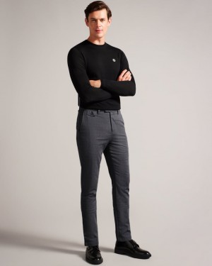 Men's Ted Baker Kinner Slim Fit Textured Pants Grey India | PDH-4103