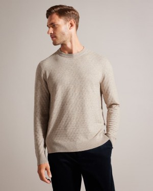 Men's Ted Baker Loung Long Sleeve T Knit Jumpers Brown / Brown India | NKE-2864