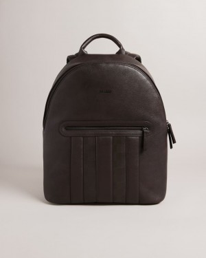 Men's Ted Baker Waynor House Check Pu Backpack Brown / Chocolate India | KRB-0299