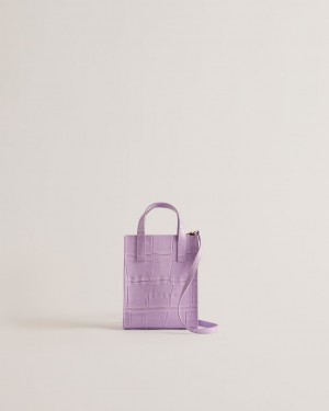 Women's Ted Baker Gatocon Mini Croc Detail Icon Bags Purple India | XLT-6284