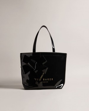 Women's Ted Baker Nikicon Small With Knot Bow Icon Bags Black India | PYZ-7560