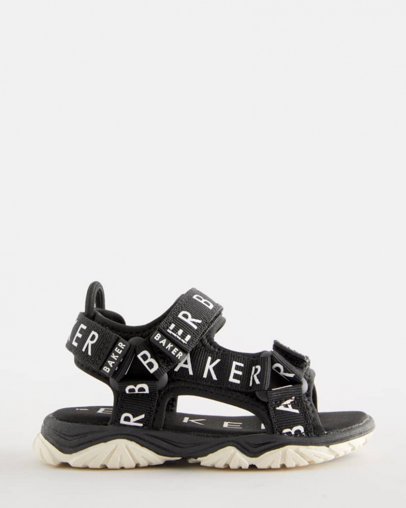 Kids\' Ted Baker Bojidar Chunky Branded Strap Sandals Black India | VDW-3866