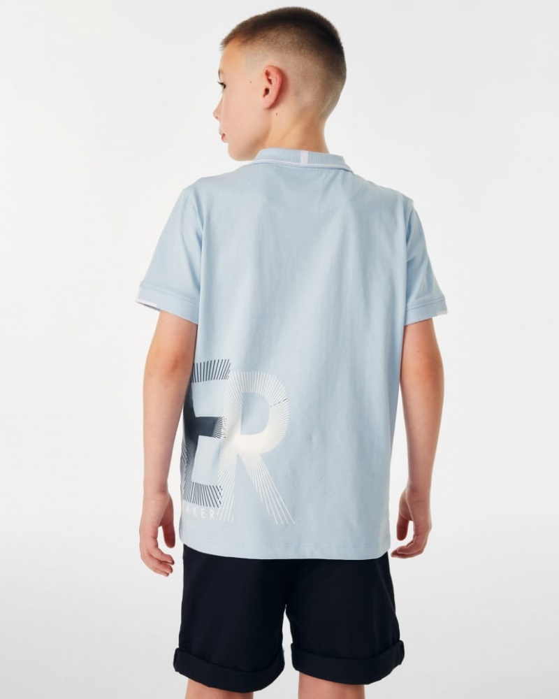 Kids' Ted Baker Ferka Logo Zip Polo Shirts Blue India | DGC-9399