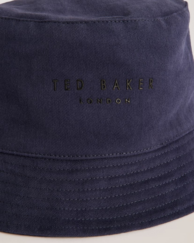 Men's Ted Baker Bennjie Branded Bucket Hat Navy India | WKG-0104