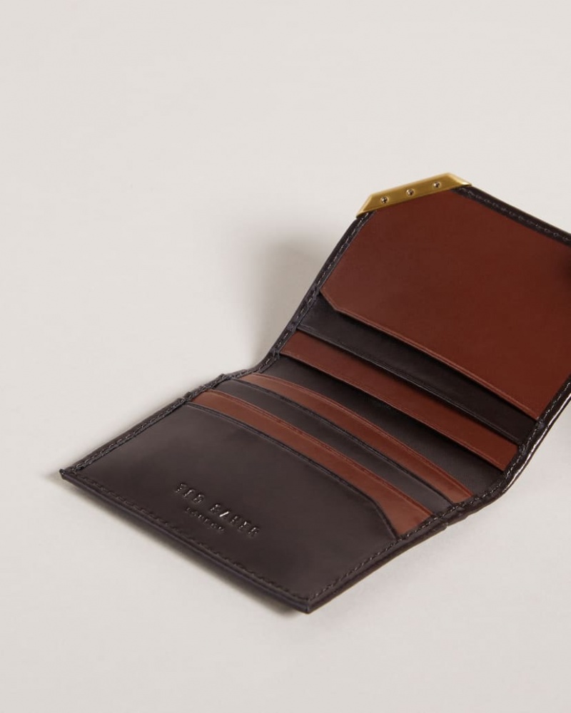 Men's Ted Baker Coral Leather Card Wallet Brown / Chocolate India | IQF-3670