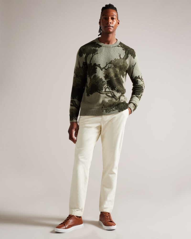 Men's Ted Baker Merson Jacquard Crew Neck Jumpers Green India | RKW-4547