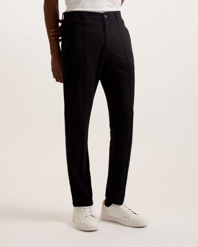 Men's Ted Baker Vitron Slim Fit Creased Jersey Pants Black India | WOG-2823