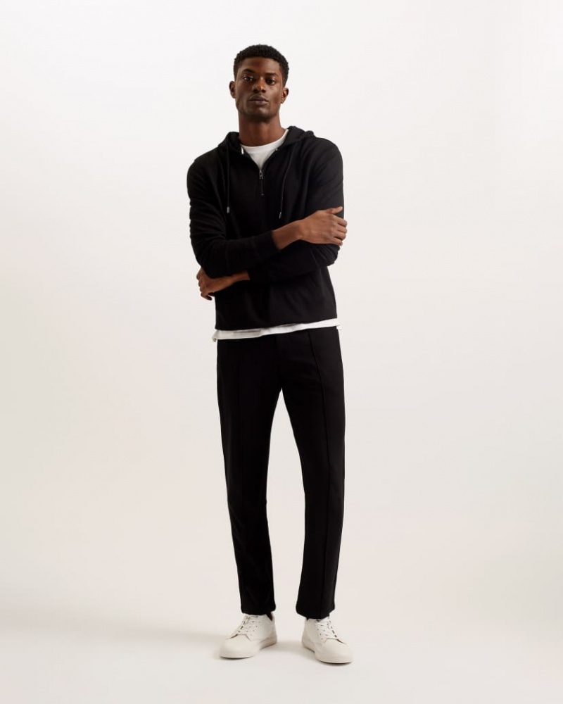 Men\'s Ted Baker Vitron Slim Fit Creased Jersey Pants Black India | WOG-2823