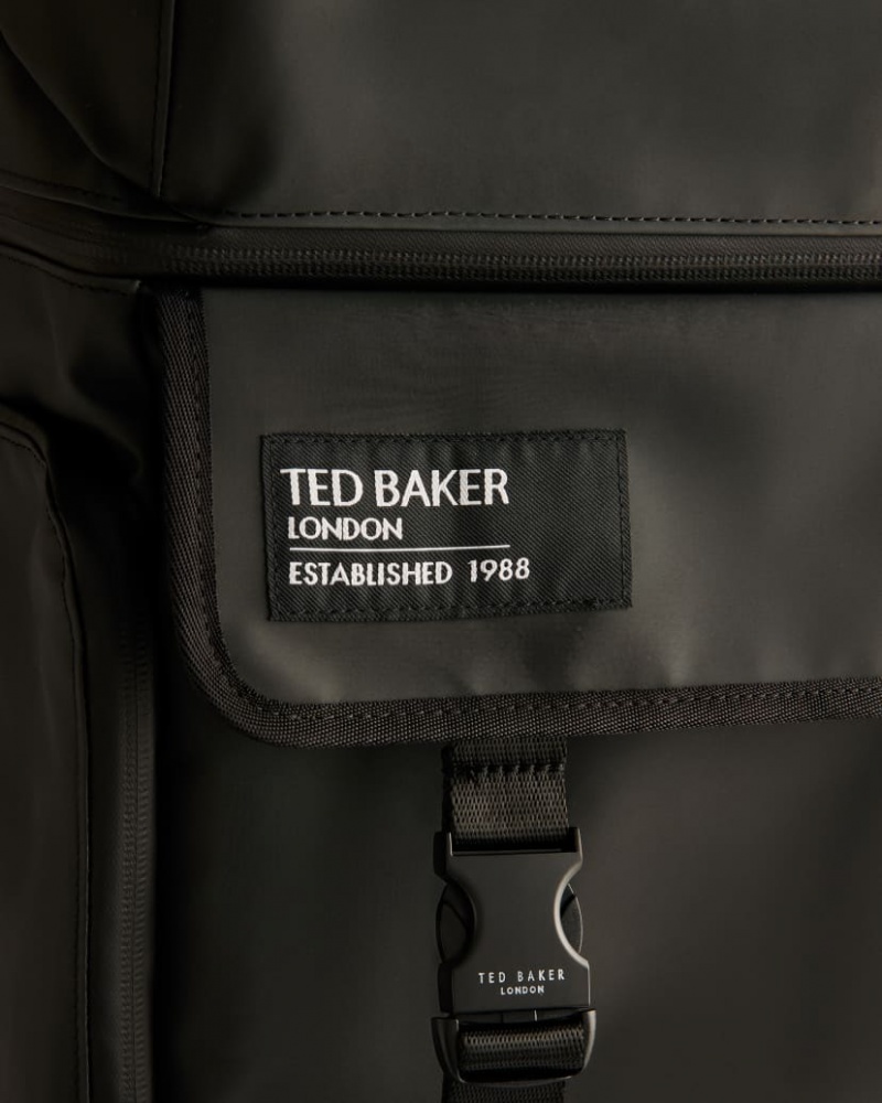 Men's Ted Baker Walks Rubberised Zip Top Backpack Black India | SBS-3254