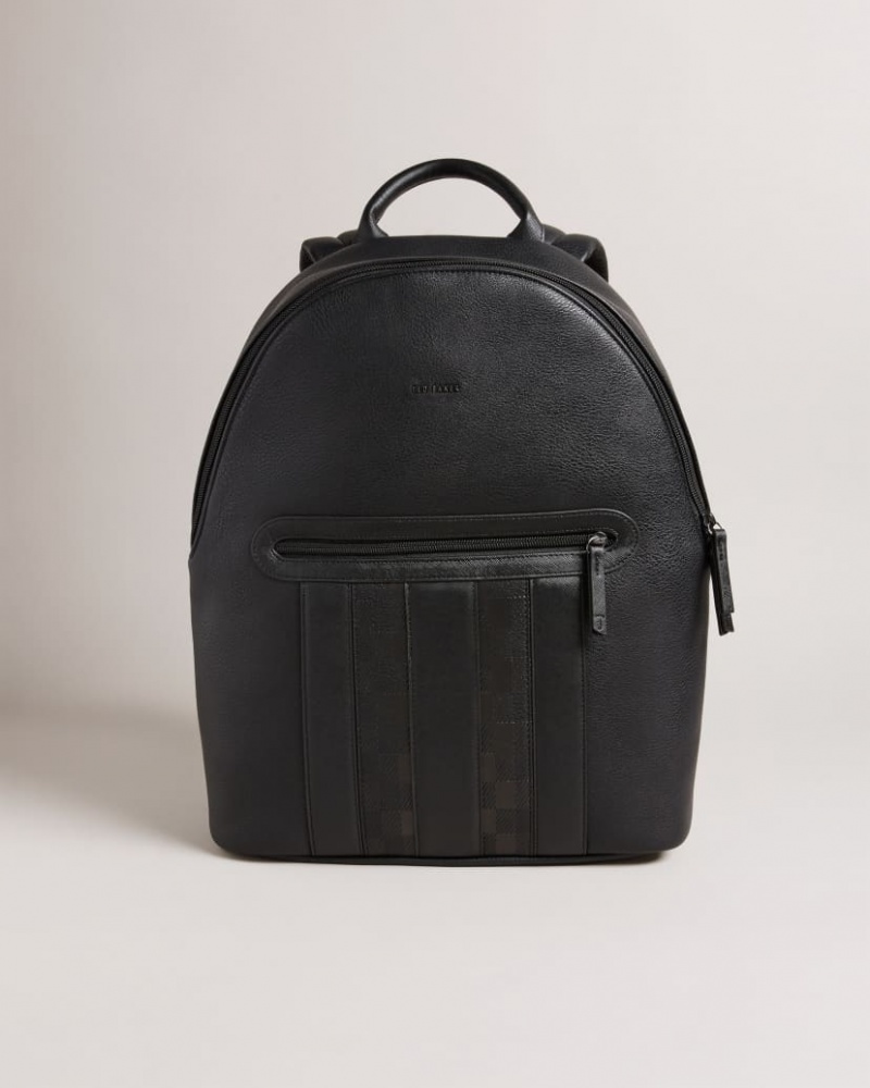 Men\'s Ted Baker Waynor House Check Pu Backpack Black India | URY-2145