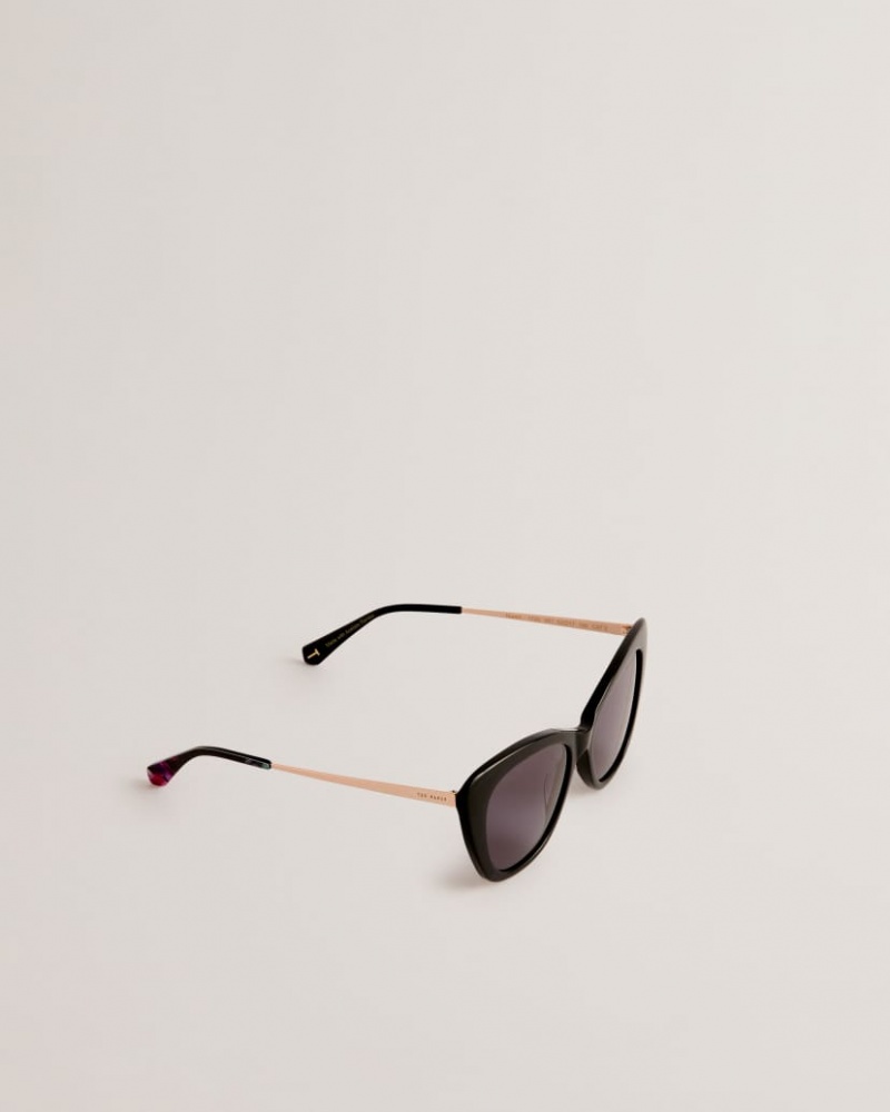 Women's Ted Baker Arablla Cat Eye Acetate Frame Sunglasses Black India | BOT-8817