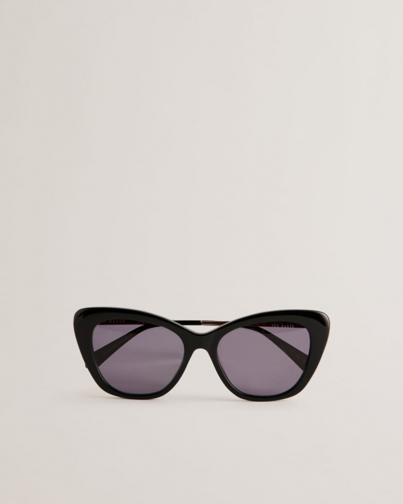 Women\'s Ted Baker Arablla Cat Eye Acetate Frame Sunglasses Black India | BOT-8817