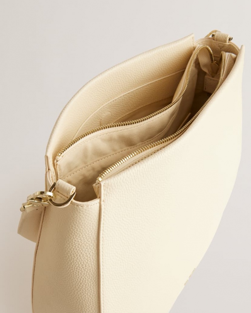 Women's Ted Baker Darciel Large Branded Webbing Shoulder Bags White India | FLW-0160
