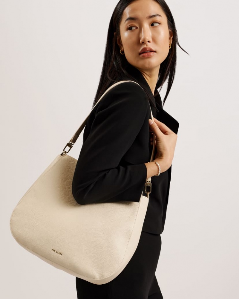 Women's Ted Baker Darciel Large Branded Webbing Shoulder Bags White India | FLW-0160
