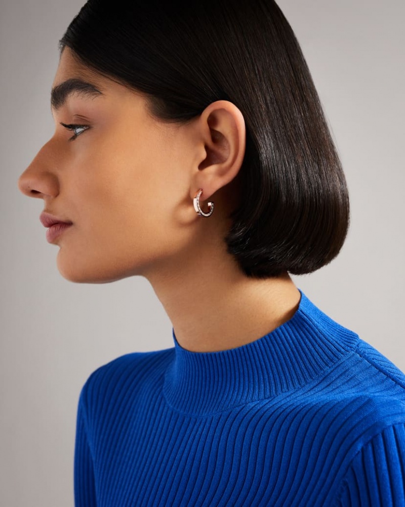 Women's Ted Baker Senatta Crystal Hoop Earrings Rose Gold India | XUL-6495