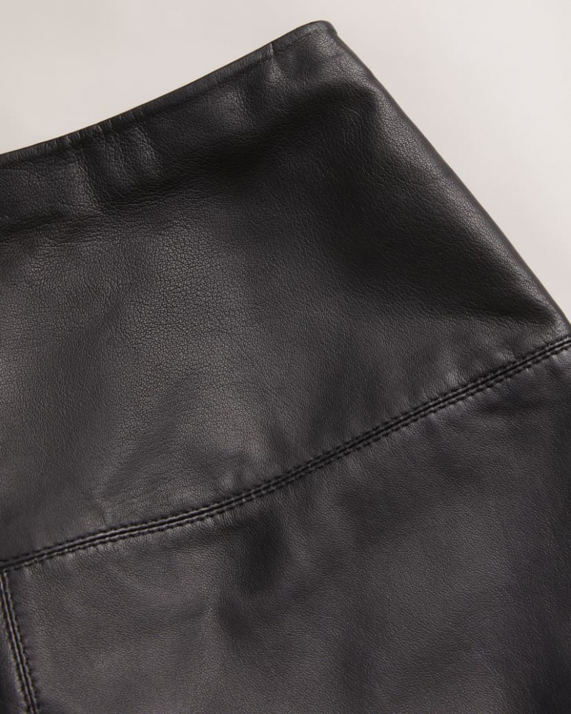 Women's Ted Baker Valiat A-line Leather Mini Skirts Black India | QDK-9926